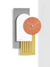Relojes de pared exquisito reloj elegante cuarzo minimalista colorido nórdico diseño moderno Horloge Murale decoración colgante