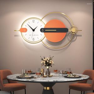Relojes de pared Reloj de metal extra grande Diseño moderno Control remoto creativo de un solo lado con luz Decoración digital para el hogar Zegary