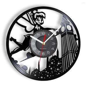 Wall Clocks Fairy Record Clock For Girls Room Beauty Angel Fantasy Home Decor Laser Cut Music Handwerk