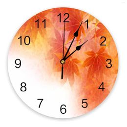 Relojes de pared Fall Leafs Reloj de acuarela Gran cocina moderna Comedor Redondo Dormitorio Reloj colgante silencioso