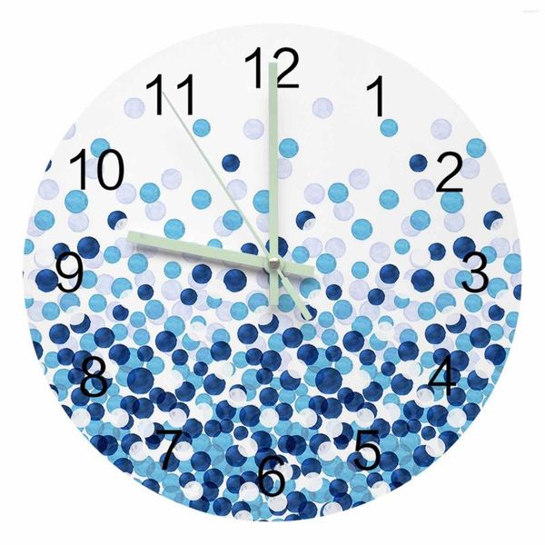Horloges murales ferme aquarelle point dégradé bleu marine pointeur lumineux horloge maison ornements rond silencieux salon décor