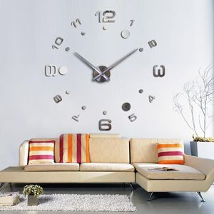 Horloges murales mode bricolage 3d horloge Design acrylique miroir Europe autocollants grande maison décorative montée sur le