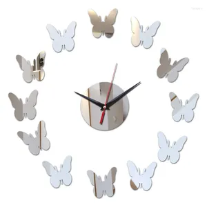 Horloges murales Mode DIY Acrylique Matériel Bref Style Papillon Décor Autocollant Unique Face Aiguille Montres À Quartz