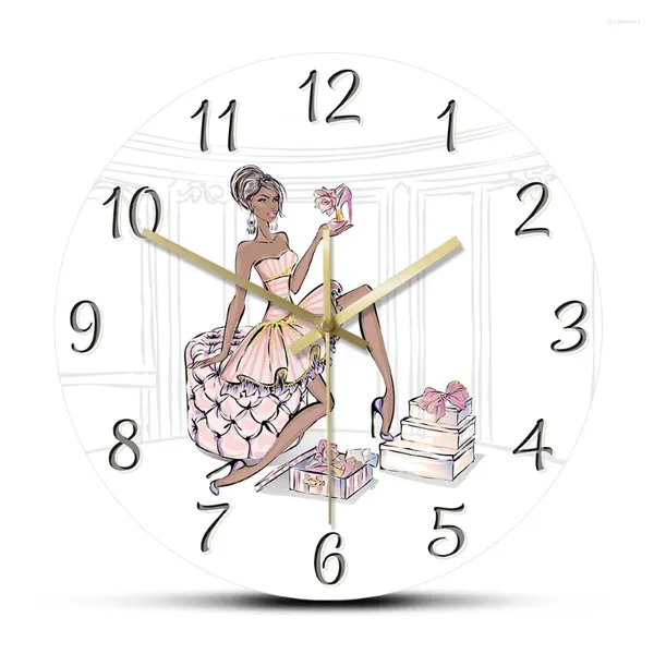 Horloges murales Fashion Girl avec chaussures à talons hauts