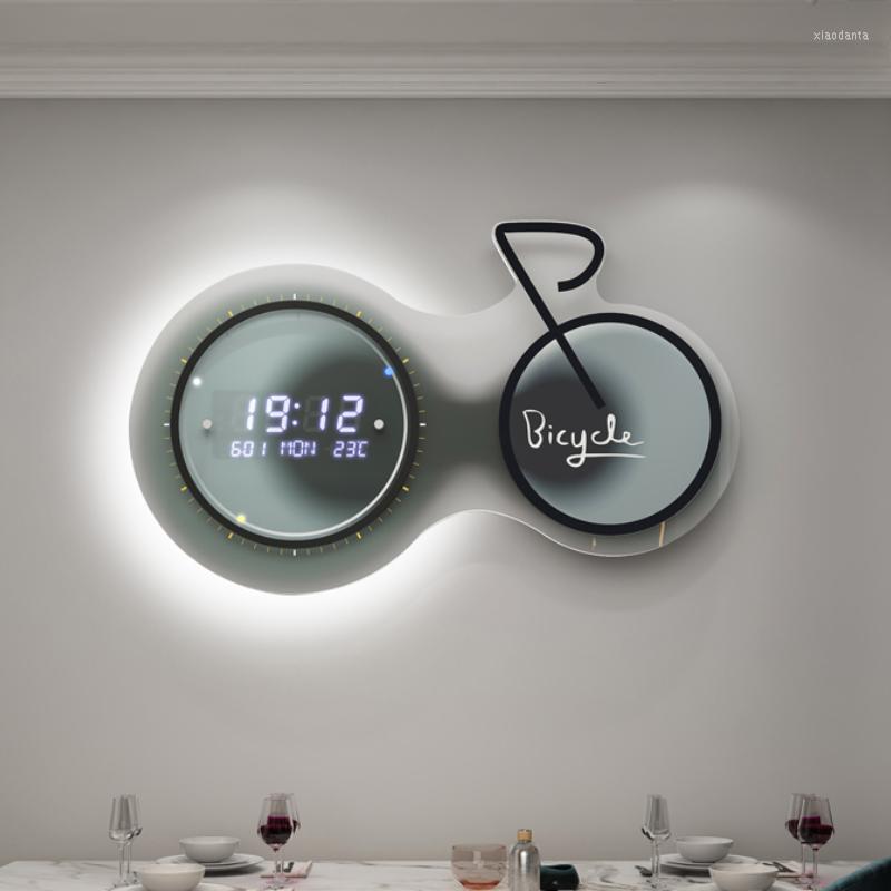 Wall Clocks Fashion Living Room 2023 Electronic Clock Digital Home Hanging Minimalist Creative Elegant