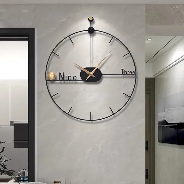 Relojes de pared de moda nórdico minimalista restaurante diseño reloj estético arte moderno Mural Horloge decoración del hogar