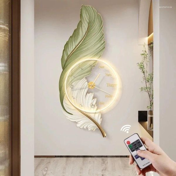 Horloges murales Horloge à plumes Design moderne Salon Décoration Grande salle à manger Décor Muet Numérique 3D Montre Reloj De Pared