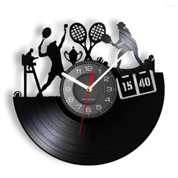 Horloges murales Joueurs de tennis féminins Horloge d'enregistrement pour le jeu de salon en direct Silencieux Non Ticking Club Décor