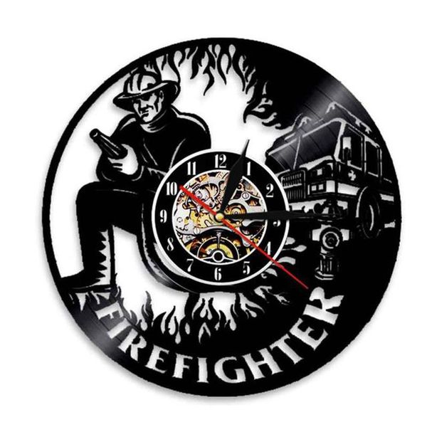 Horloges murales pompier horloge camion de lutte contre les incendies décor à la maison pompier Record montre Dept pompiers cadeau