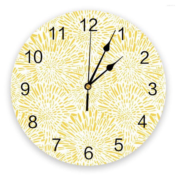 Horloges murales feux d'artifice dispersant jaune 3d horloge moderne conception de salon décoration cuisine art watch intérieur décor