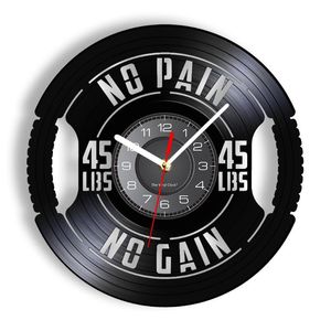 Relojes de pared Fitness Gym Sign Placa de peso 45lbs LP Record Clock Sala de entrenamiento Levantamiento de pesas Decoración Obra de arte Regalo