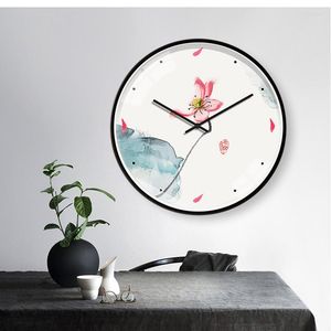 Relojes de pared flor pintura china reloj silencioso tamaño grande personalidad Simple diseño moderno movimiento de Metal para Deco
