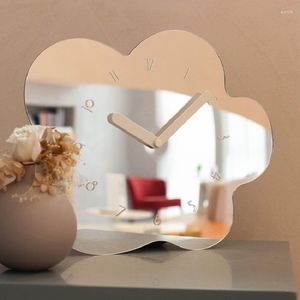 Horloges murales fleur miroir horloge lumière luxe maison créative nordique minimaliste silencieux salon chambre Design moderne