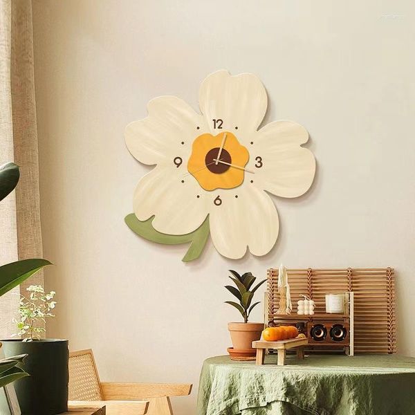 Relojes de pared Flower Floom Light Luxury Sala Restaurante Estudio de dormitorio Decoración Reloj Silent Silent Rating Holging Watch