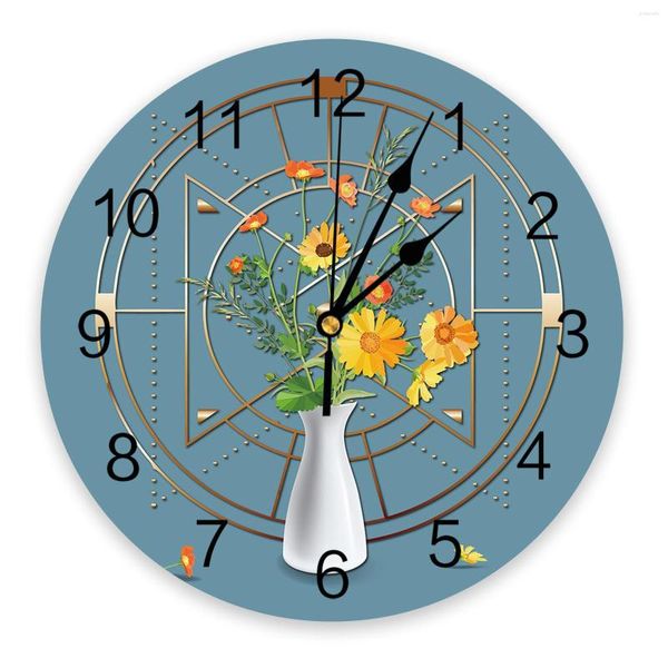 Relojes de pared Florero Gráficos Reloj Diseño moderno Sala de estar Decoración Cocina Silencio Decoración del hogar