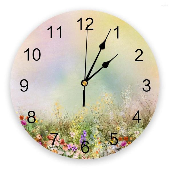 Horloges murales Bouquet de fleurs aquarelle peinture horloge Design moderne salon décor maison Decore numérique