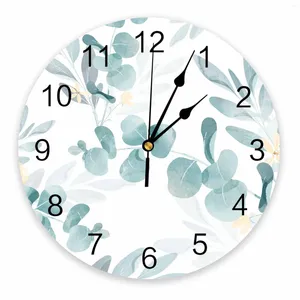Horloges murales fleurs plantes fleur aquarelles été imprimé horloge moderne silencieux salon décor à la maison montre suspendue