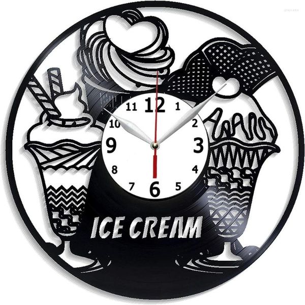 Horloges murales décoration de cuisine alimentaire 12 pouces horloge cadeau de Noël disque de crème glacée pour elle Art Cloc