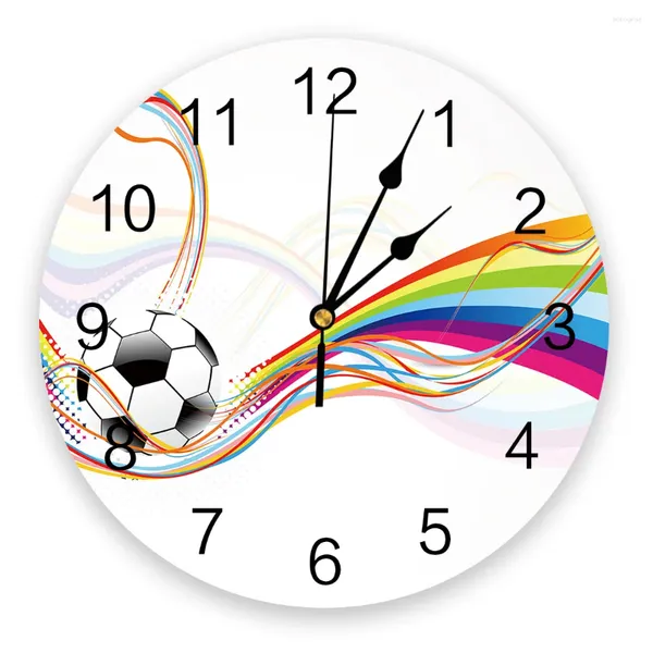 Relojes de pared Reloj de cinta de color de fútbol para habitación de niños Decoración moderna para el hogar Pegatinas de vida digital