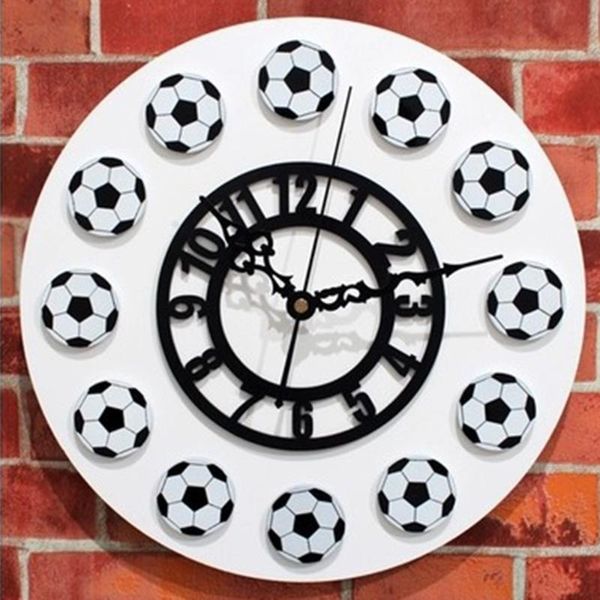 Horloges murales Football Style non-tic-tac acrylique bricolage horloge montre enfants Fans décor mode S pour salon bureau