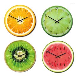 Horloges murales pour fruits créatifs imprimés horloge numérique en bois décor de cuisine silencieux