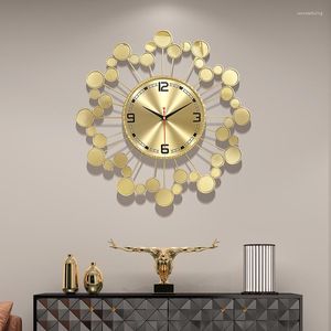 Marco de relojes de pared, relojes artesanales, movimiento de Metal dorado de lujo, círculo personalizado, arte Duvar Saati, accesorios para el hogar Zegar