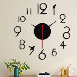 Wanduhren, rahmenlos, DIY-Mute-Uhr, 3D-Spiegeloberfläche, Aufkleber, Home-Office-Dekor, modernes Design, Acryl