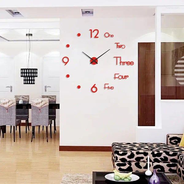 Horloges murales sans cadre moderne 3D horloge bricolage pour bureau à domicile 40cm miroir autocollants El chambre design décoration scolaire décor