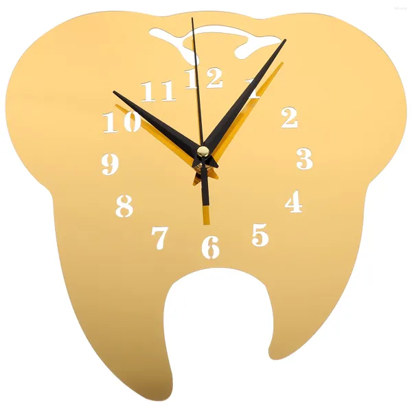 Relojes de pared Reloj de espejo en forma de diente sin marco Clínica dental moderna Oficina decorativa silenciosa Acrílico Hogar