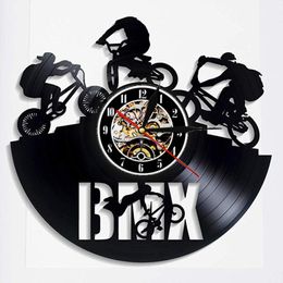 Horloges murales Freestyle BMX vélo horloge sport décor à la maison vélo Motocross réutilisé enregistrement jeune motard cyclistes cadeau
