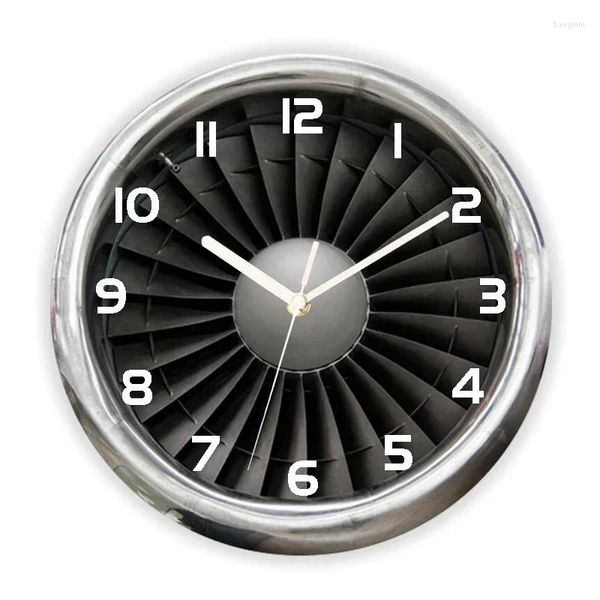 Horloges murales drôles 3d moteur à jet moteur moteur de vowling aviaire aviation grande horloge montre aviation avion chambre à coucher cadeau de décoration intérieure