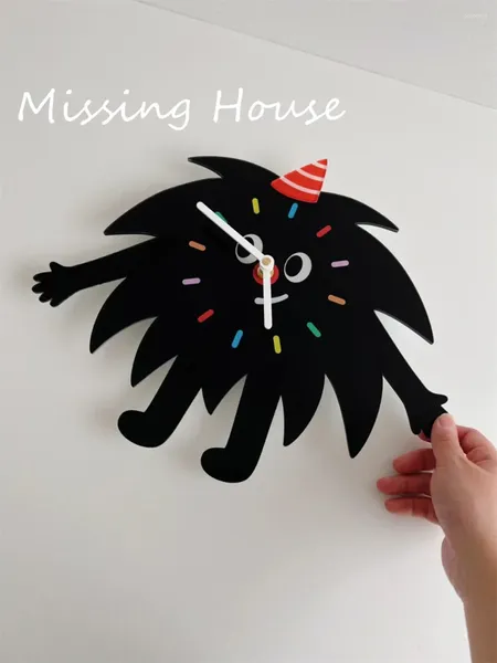 Relojes de pared ojos divertidos fuegos artificiales monstruos dibujos animados de moda acrílico reloj sala de estar decoración del hogar regalo para niños