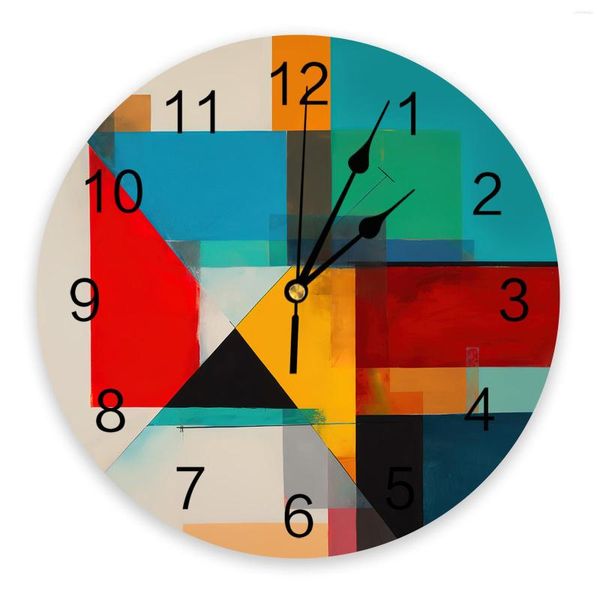 Horloges murales géométriques blocs de couleur ligne horloge Design moderne salon décoration cuisine silencieux décor à la maison