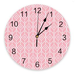 Horloges murales texture géométrique graphiques horloge de chambre rose grande cuisine moderne salle à manger rond salon regarde la décoration intérieure