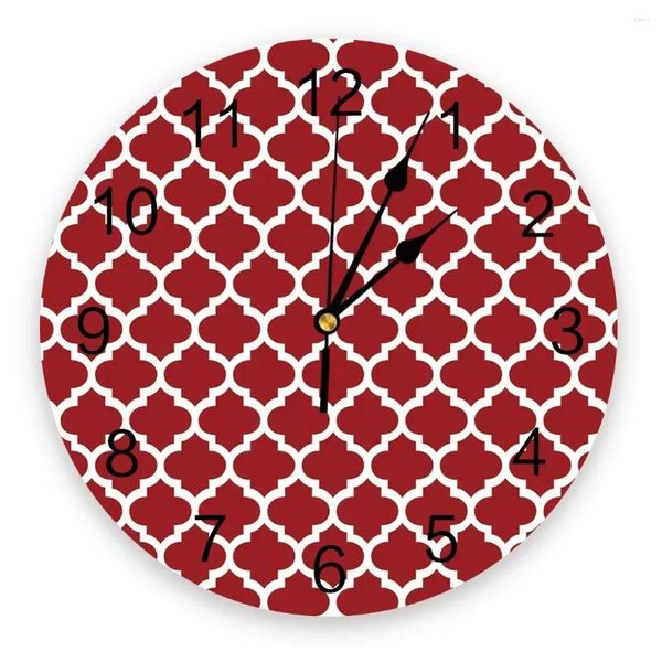 Horloges murales géométrique blanc rouge horloge pour la décoration de la maison salon quartz aiguille suspendu montre cuisine moderne