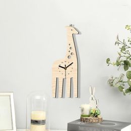 Horloges murales Girafe Bois Horloge Creative Animal Enfants Bureau Dortoir Décoration Anniversaire