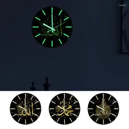 Horloges murales qui brillent dans l'obscurité EID horloge 3D style du Moyen-Orient suspendu silencieux alimenté par batterie décorative décoration de la maison ornements