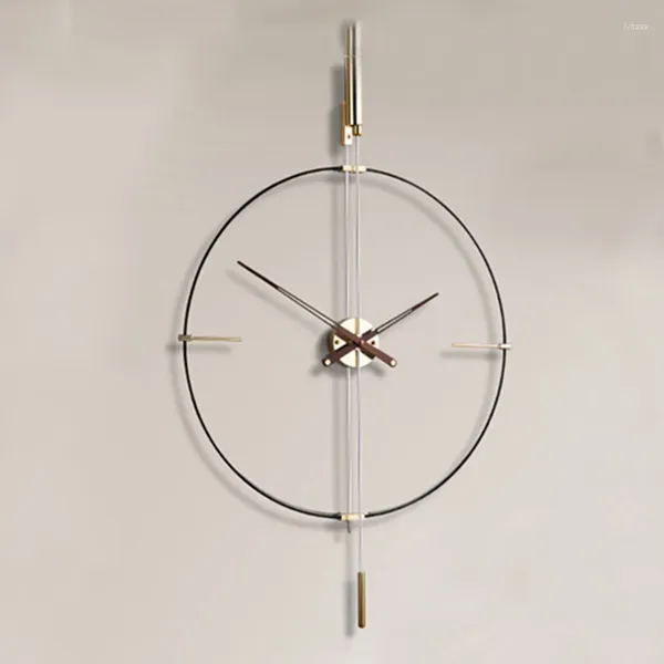 Relojes de pared Reloj minimalista dorado y negro, diseño colgante único, péndulo grande, decoración creativa Para El Hogar