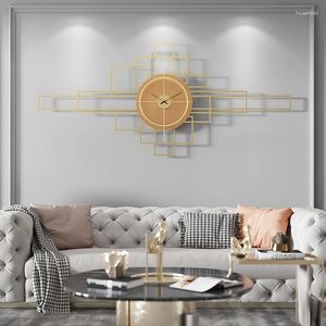 Relojes de pared, reloj grande electrónico dorado para sala de estar, relojes gigantes silenciosos para salón, decoración mural para el hogar