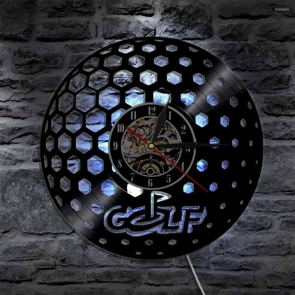 Relojes de pared Reloj de pelota de golf Glof Club Vintage Art Record Golf Deportes Habitación Decoración Golfista Regalos para hombres