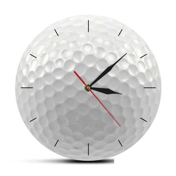 Relojes de pared Pelota de golf Reloj redondo sin marco Silencioso Sin tictac Visión 3D Reloj decorativo Club deportivo Arte Golfistas Giftwall Clockll D Dh24B