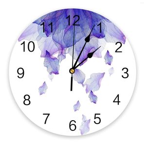 Horloges murales dégradé fleur violet horloge silencieuse numérique pour la maison chambre cuisine décoration montre suspendue