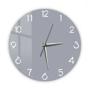 Horloges murales Gris et Blanc Moderne Silencieux Non Ticking Horloge Pour Chambre Salon Minimaliste Art Décor À La Maison Conception Simple Montre