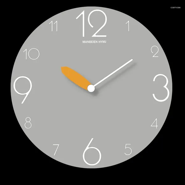 Relojes de pared reloj gris clásicos redondos simples silenciosas numerales para el dormitorio