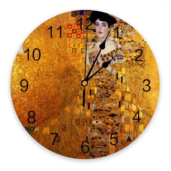 Horloges murales Gustav Klimt Horloge Grande Cuisine Moderne Salle à manger Ronde Chambre Silencieuse Montre Suspendue