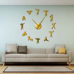 Relojes de pared para gimnasio, reloj gigante artesanal, decoración del hogar, salud corporal, arte humano, barrido silencioso, acrílico, regalo de culturismo grande