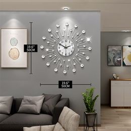 Wandklokken Gypsophila diamant mode wandklok smeedijzeren klok Europese stijl creatieve decoratie klok vintage metalen kunst wandklok 230301