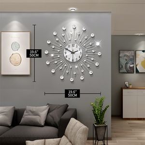 Horloges murales Gypsophile Diamant Mode Horloge Murale Horloge En Fer Forgé Style Européen Creative Décoration Horloge Vintage En Métal Art Horloge Murale 230301