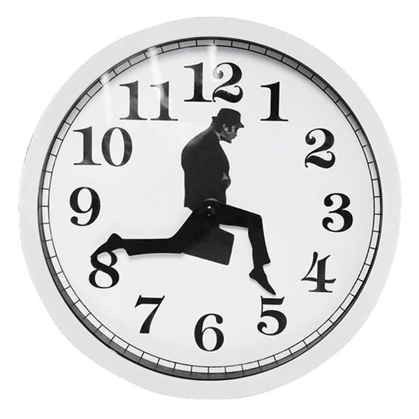 Relojes de pared H051 Reloj creativo de 10 pulgadas inspirado en caminar adecuado para decoración de oficina y biblioteca negro/blanco