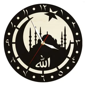 Horloges murales Hagia Sophia Mosquée Horloge en bois avec chiffres arabes Turquie Istanbul Art islamique Quartz silencieux pour le bureau à domicile